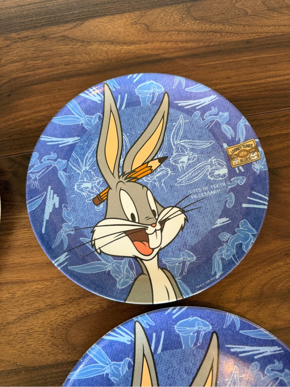 1995 Warner Bros. Bugs Bunny Blue Plate Set - 4 Plates Included!